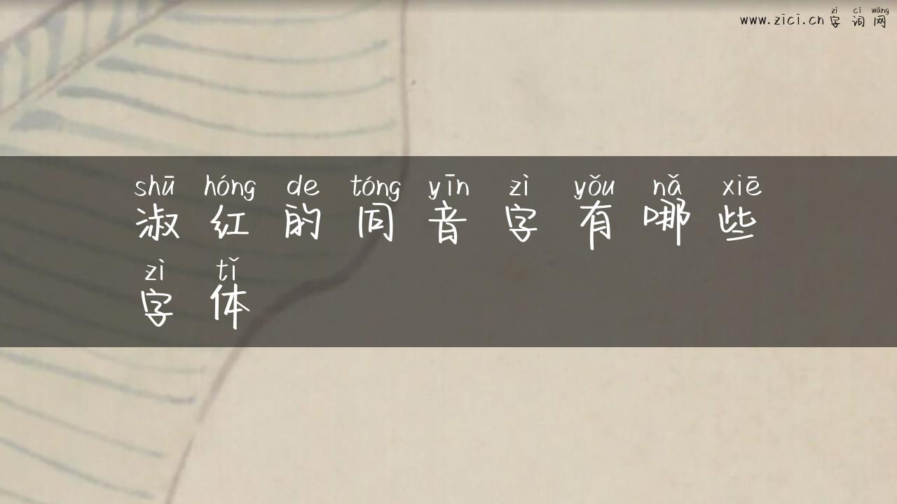 淑红的同音字有哪些字体