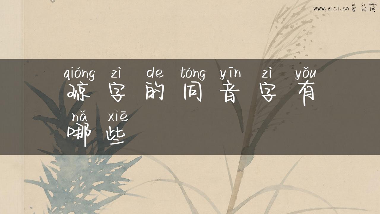 琼字的同音字有哪些