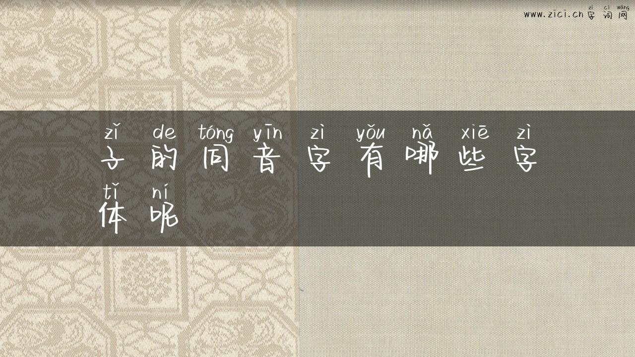 子的同音字有哪些字体呢