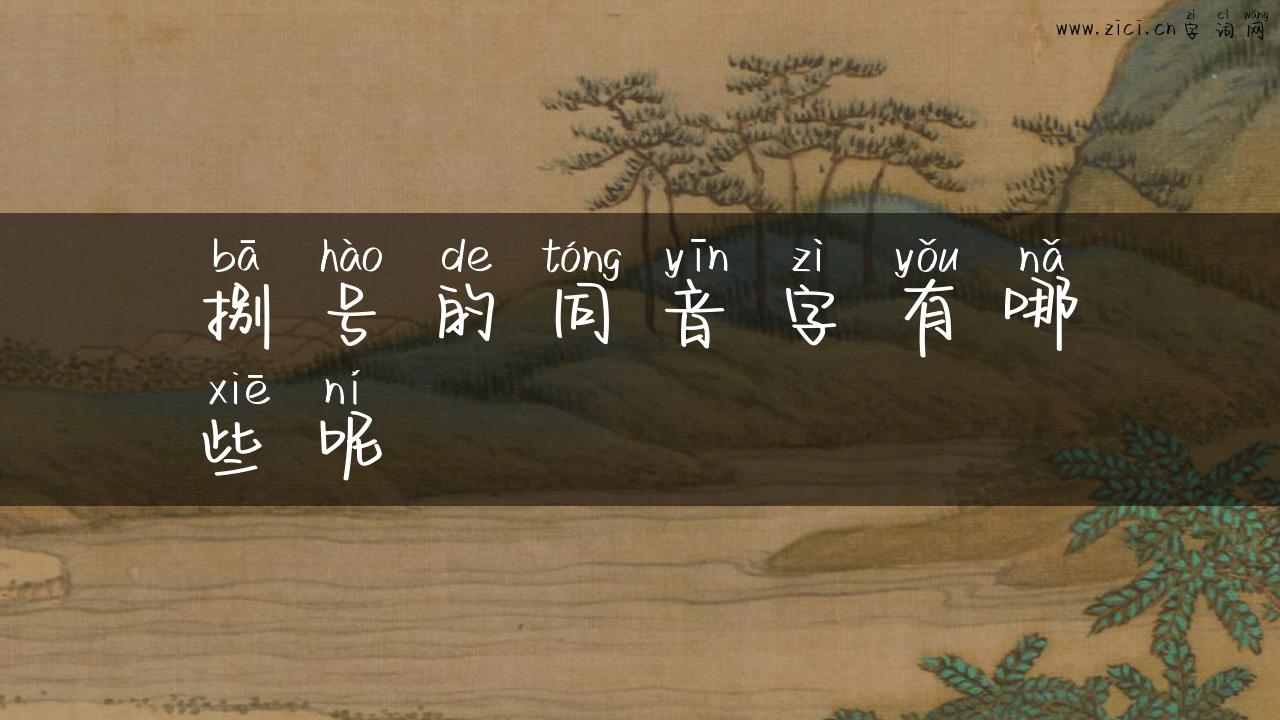 捌号的同音字有哪些呢