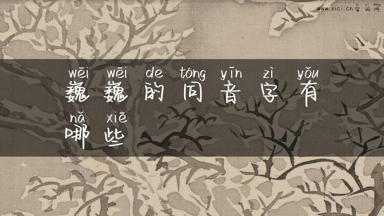 巍巍的同音字有哪些