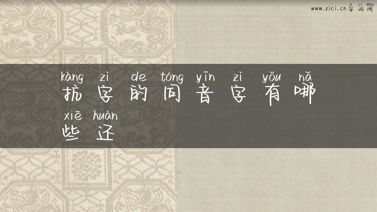 抗字的同音字有哪些还