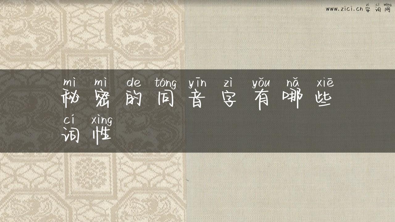 秘密的同音字有哪些词性