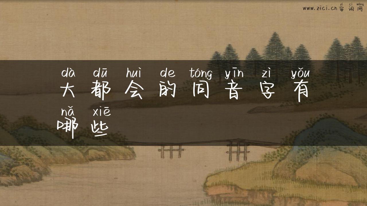大都会的同音字有哪些