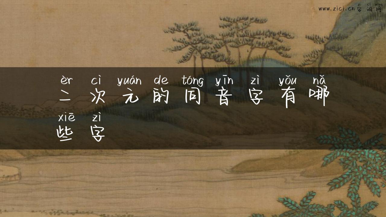 二次元的同音字有哪些字
