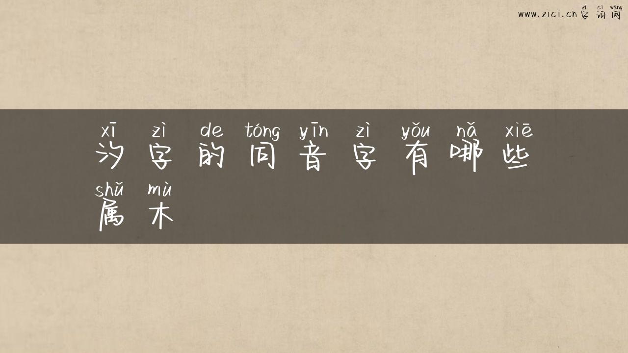 汐字的同音字有哪些属木