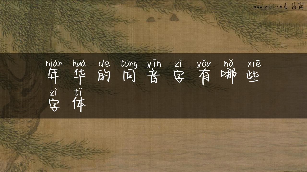 年华的同音字有哪些字体