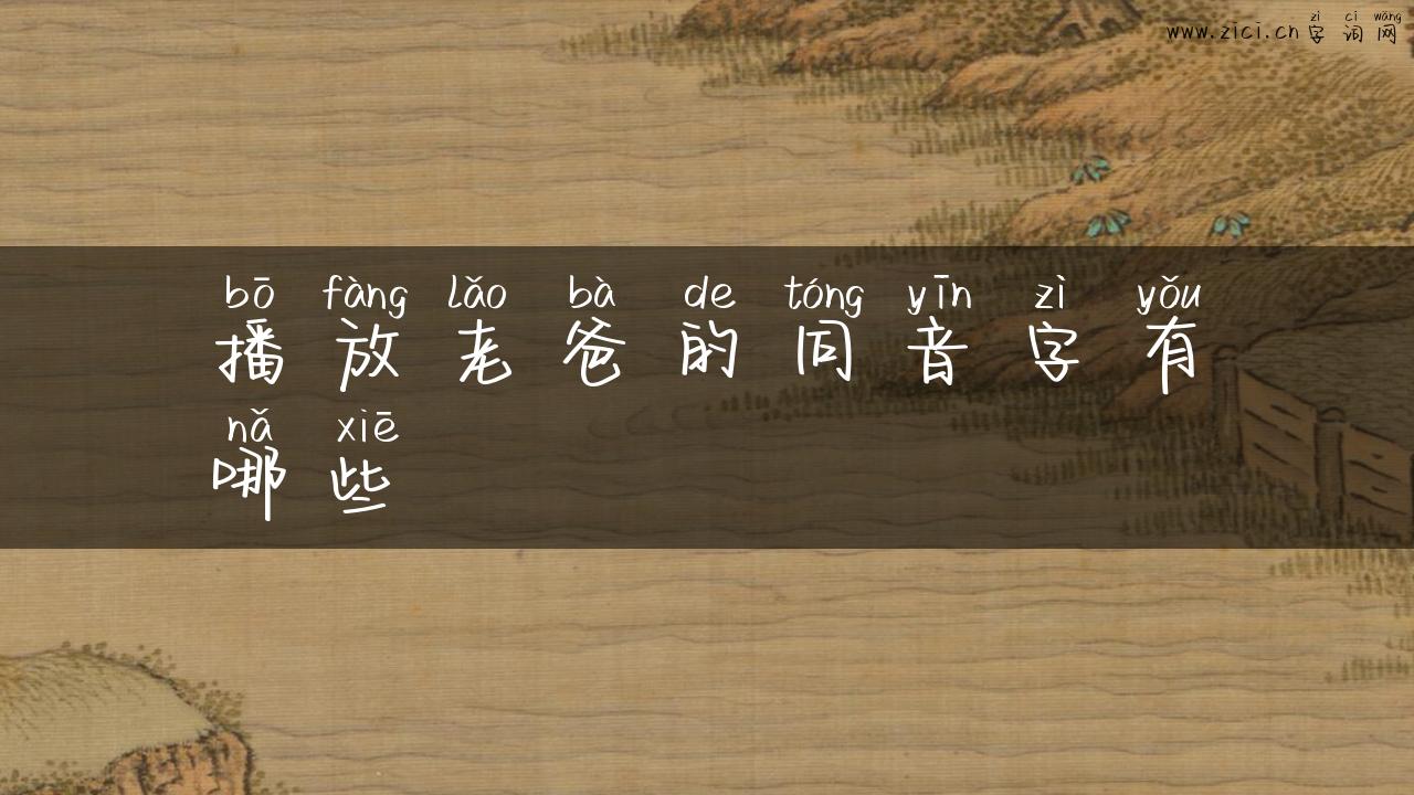 播放老爸的同音字有哪些