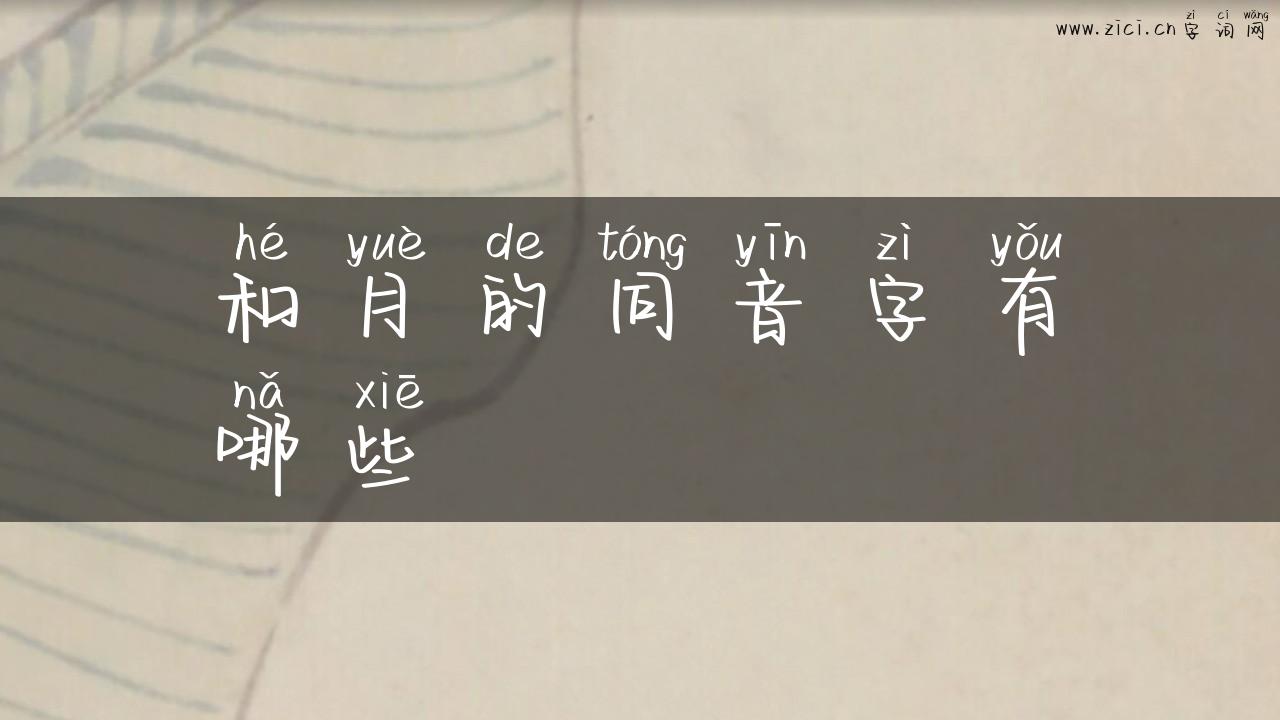 和月的同音字有哪些
