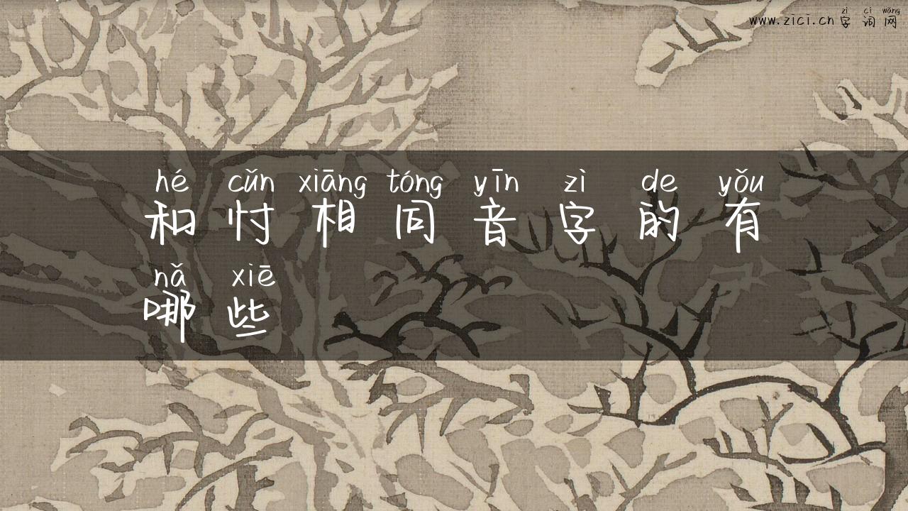 和忖相同音字的有哪些