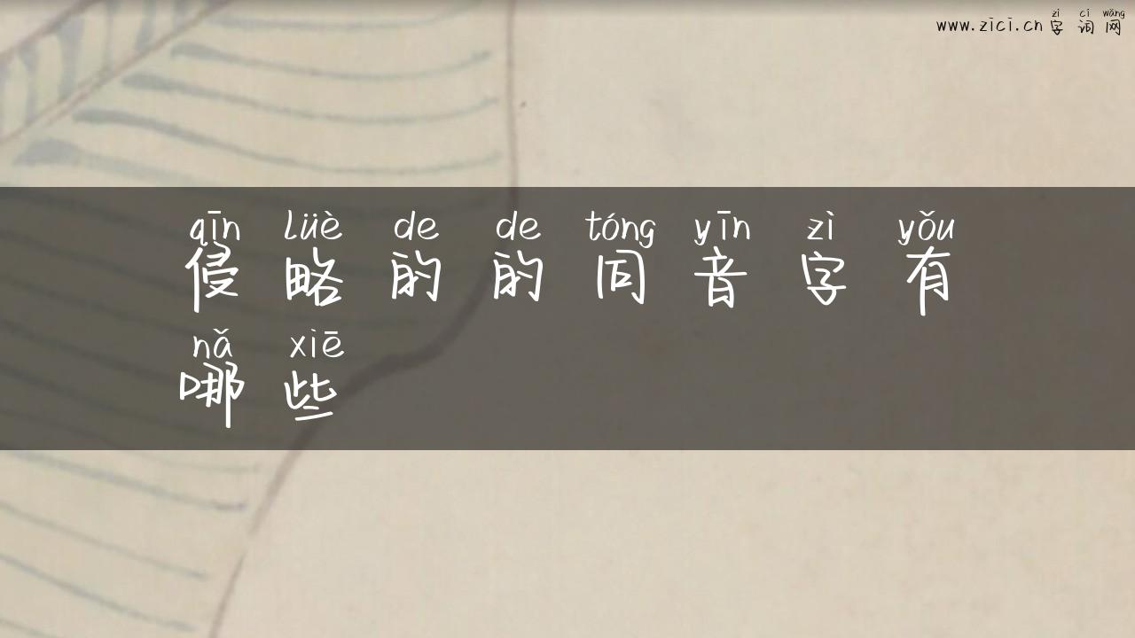 侵略的的同音字有哪些