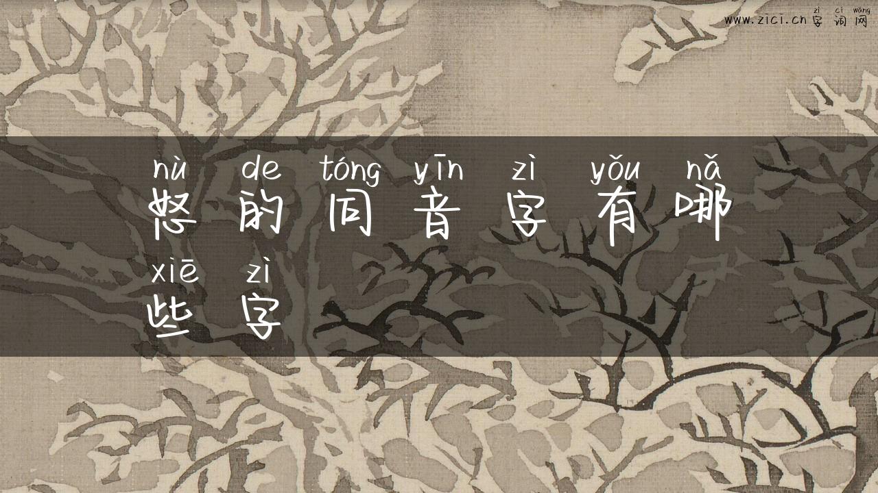 怒的同音字有哪些字