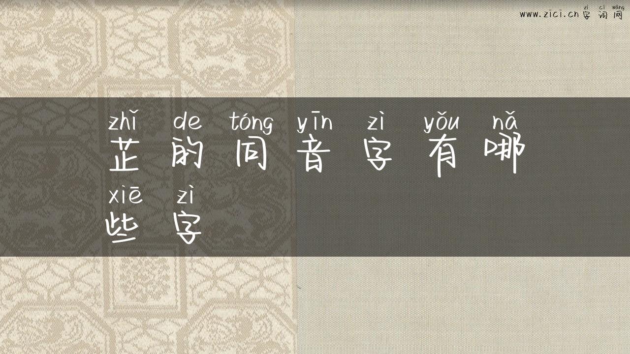 芷的同音字有哪些字