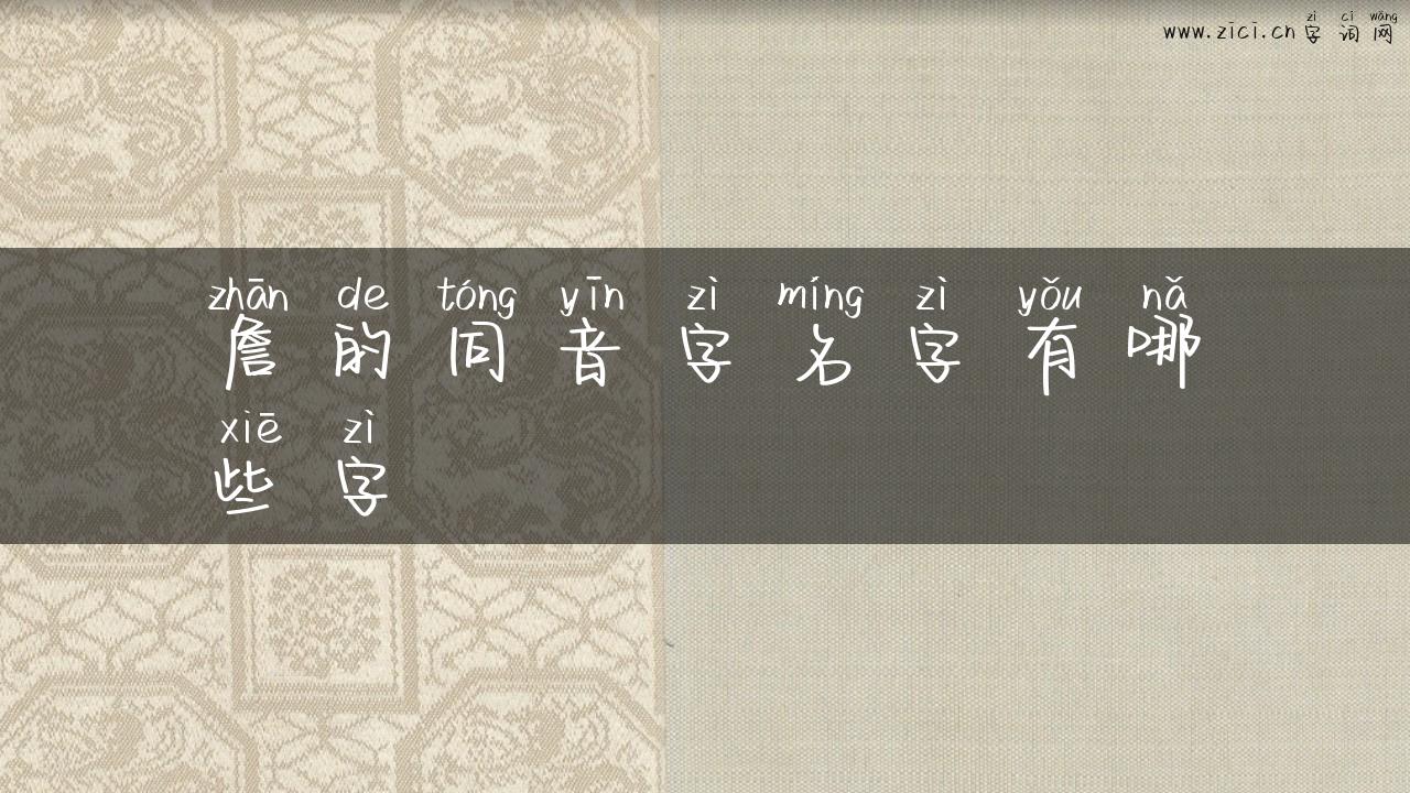 詹的同音字名字有哪些字