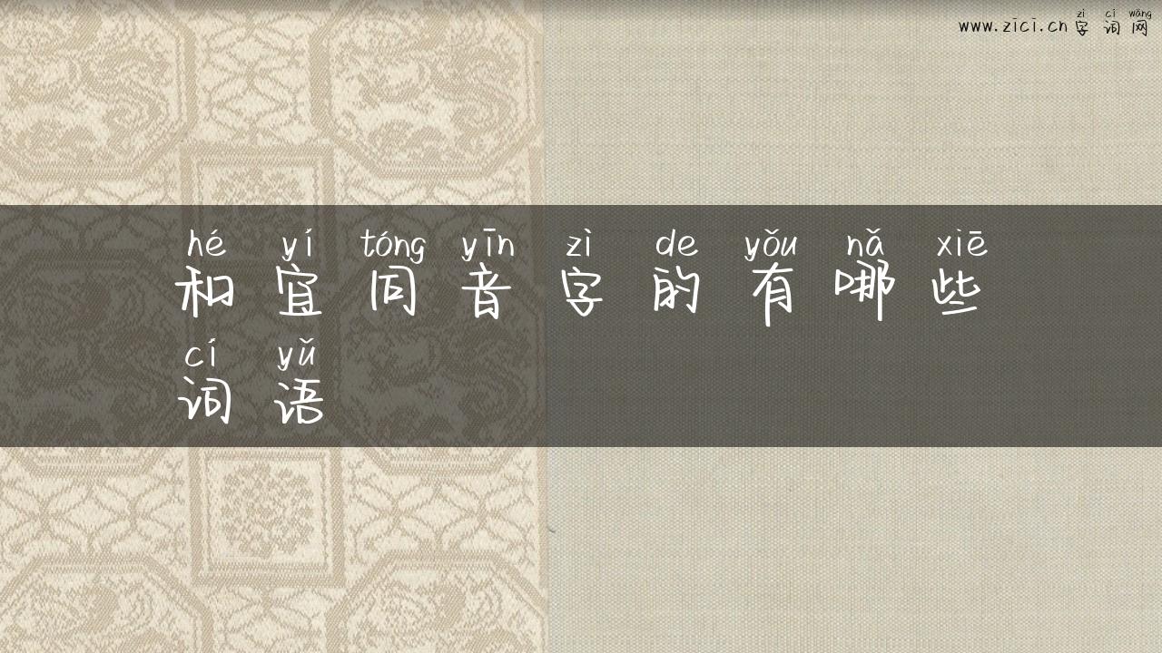 和宜同音字的有哪些词语