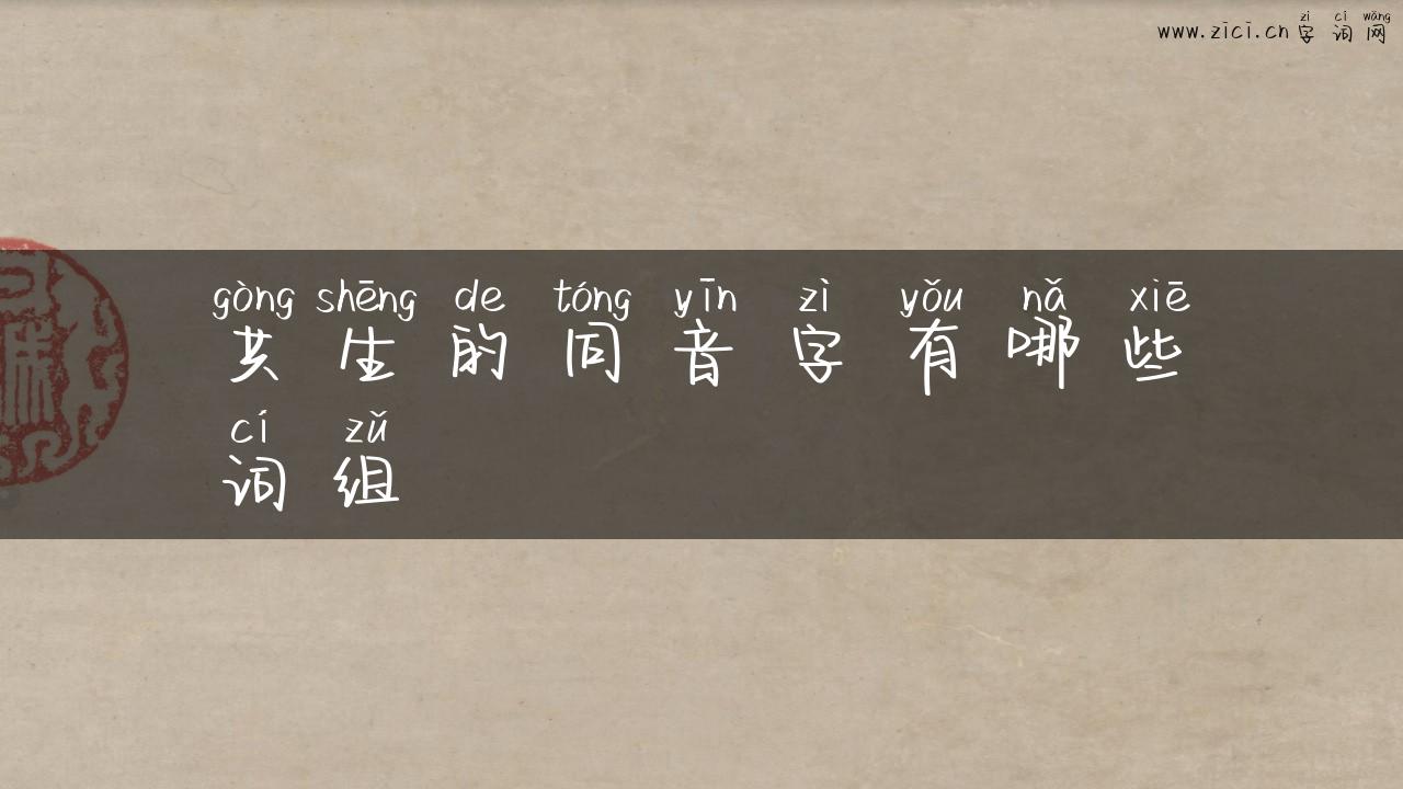 共生的同音字有哪些词组