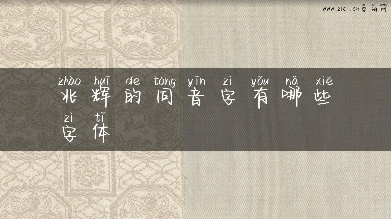 兆辉的同音字有哪些字体