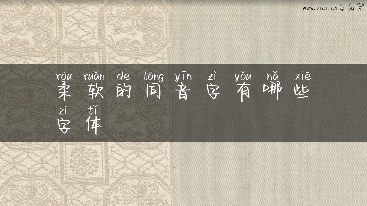 柔软的同音字有哪些字体