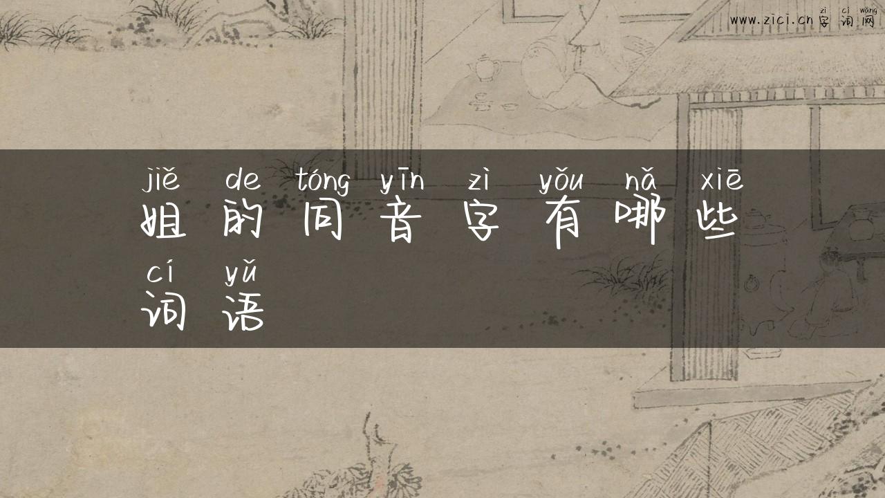 姐的同音字有哪些词语