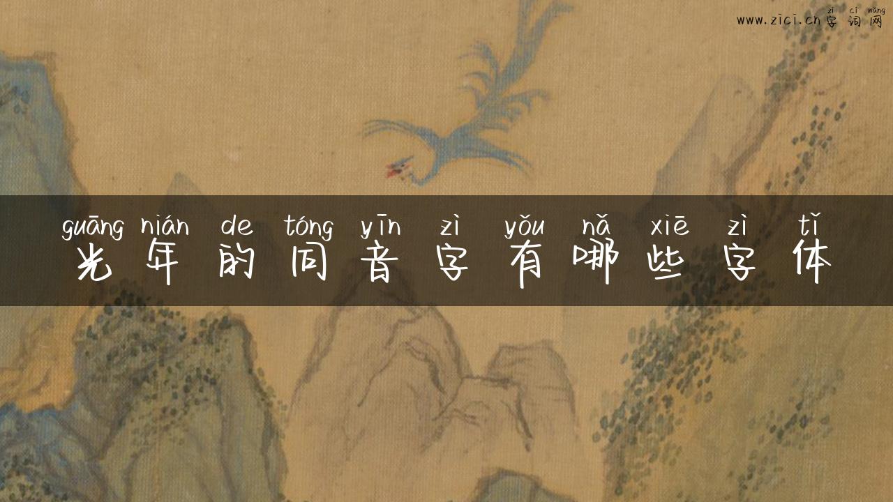 光年的同音字有哪些字体