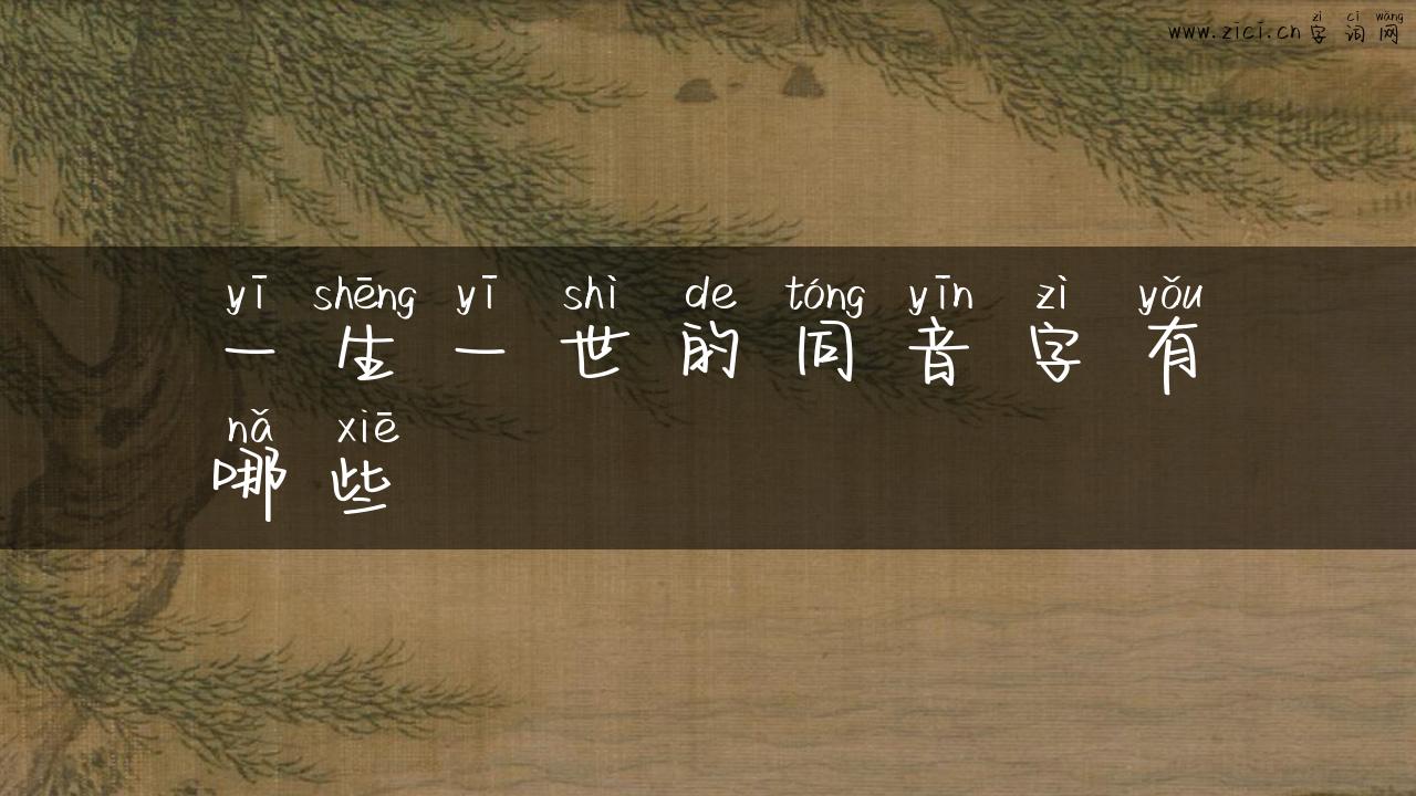 一生一世的同音字有哪些
