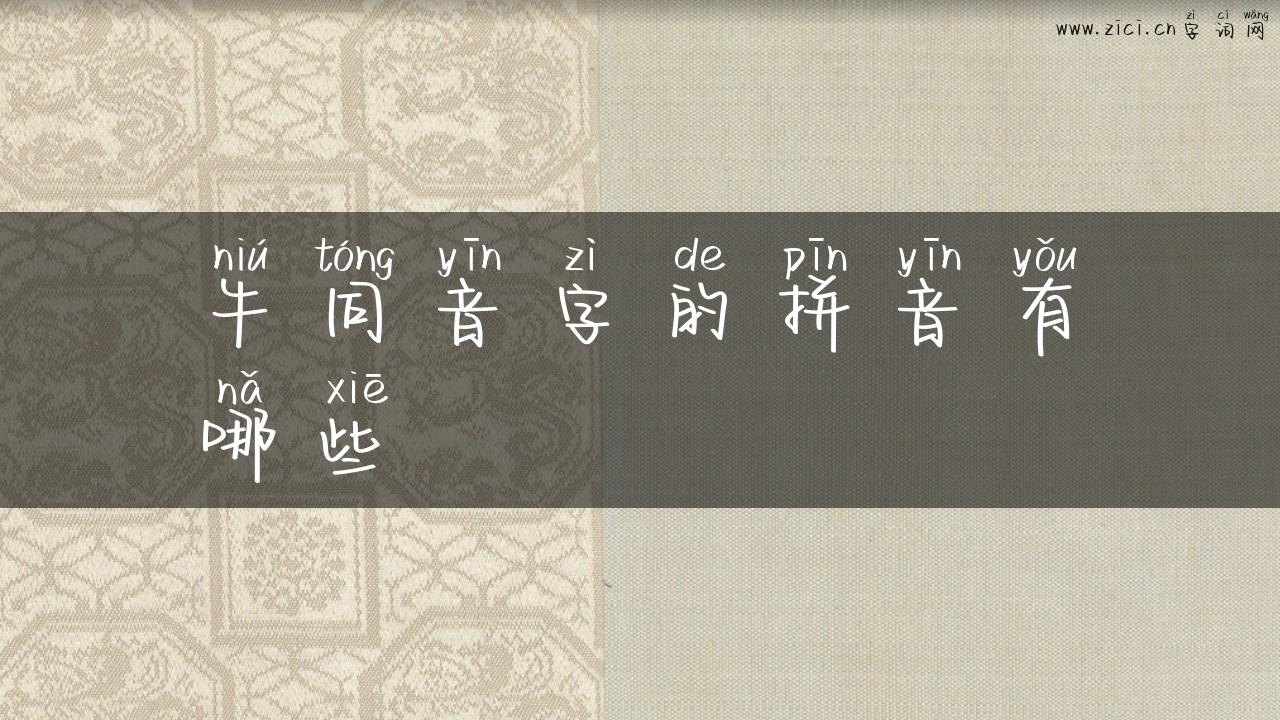 牛同音字的拼音有哪些