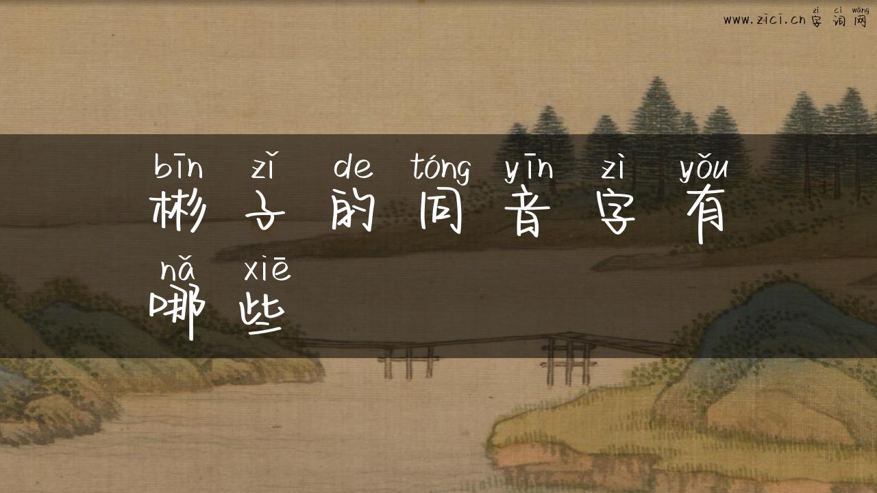 彬子的同音字有哪些