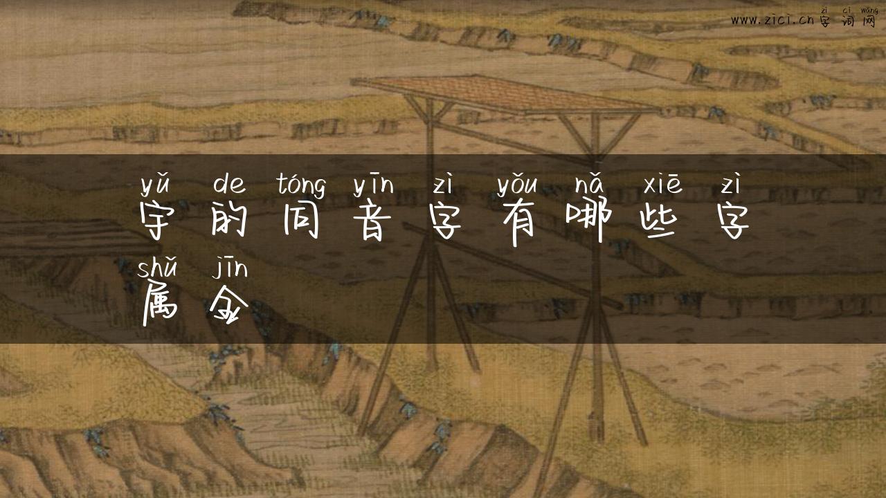 宇的同音字有哪些字属金