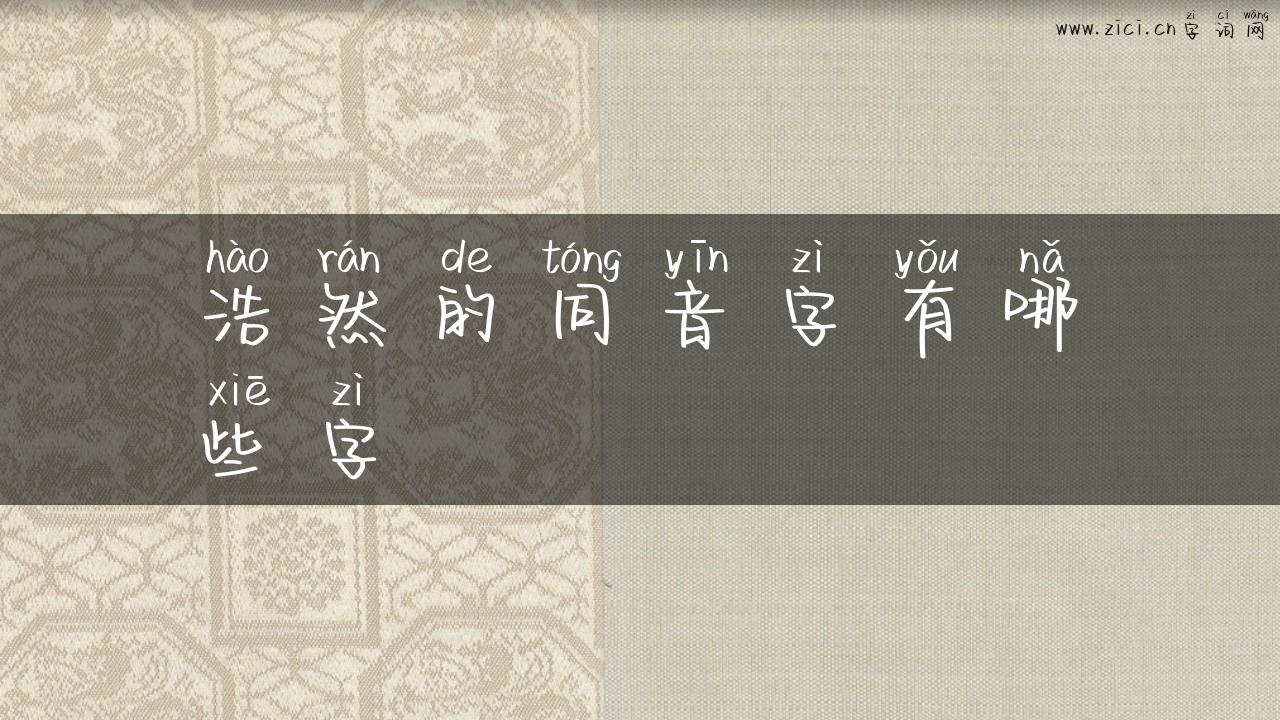浩然的同音字有哪些字