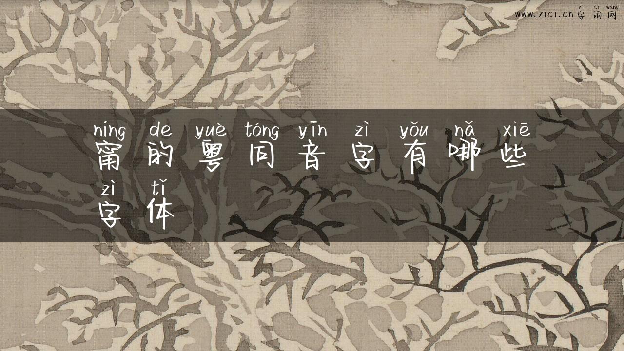 甯的粤同音字有哪些字体