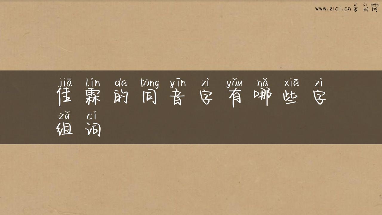 佳霖的同音字有哪些字组词