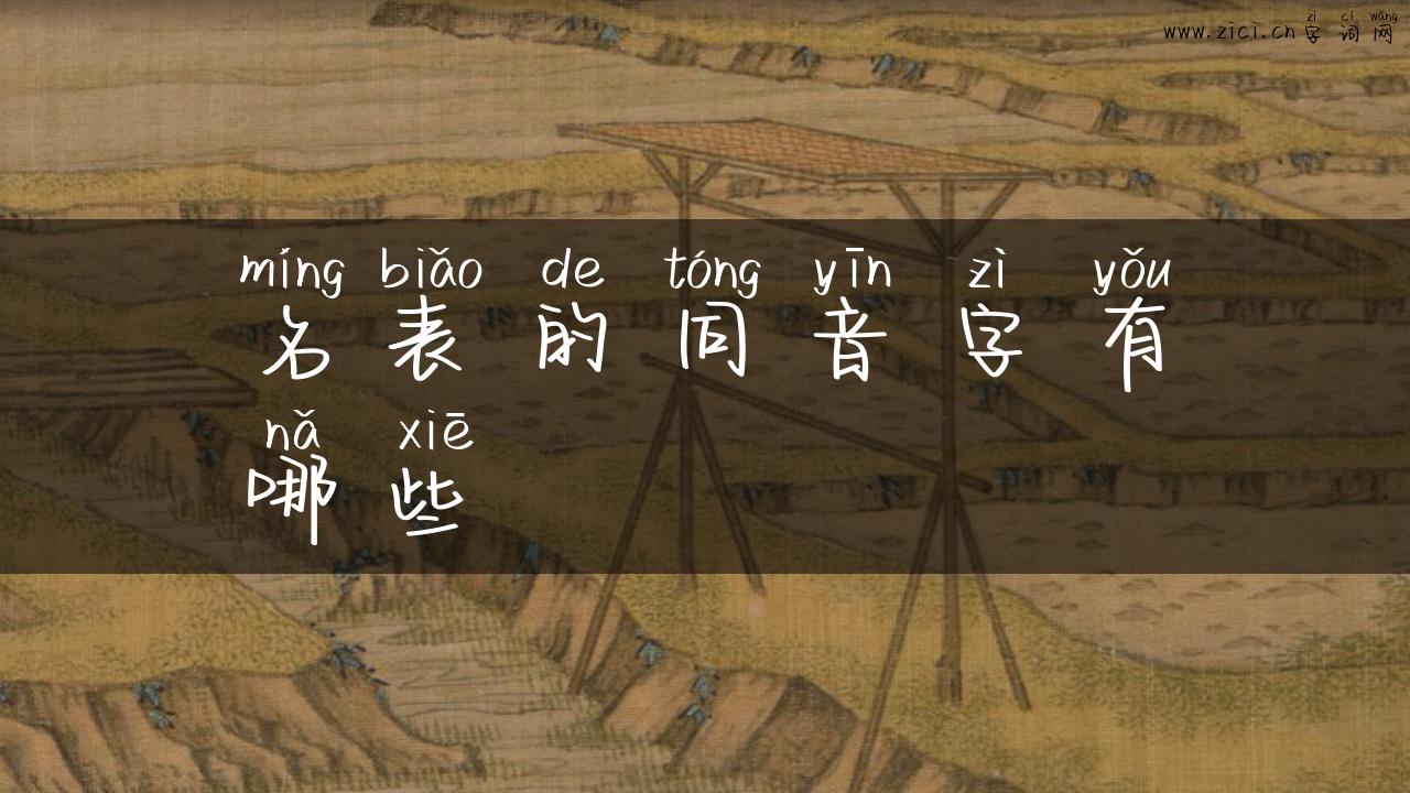 名表的同音字有哪些