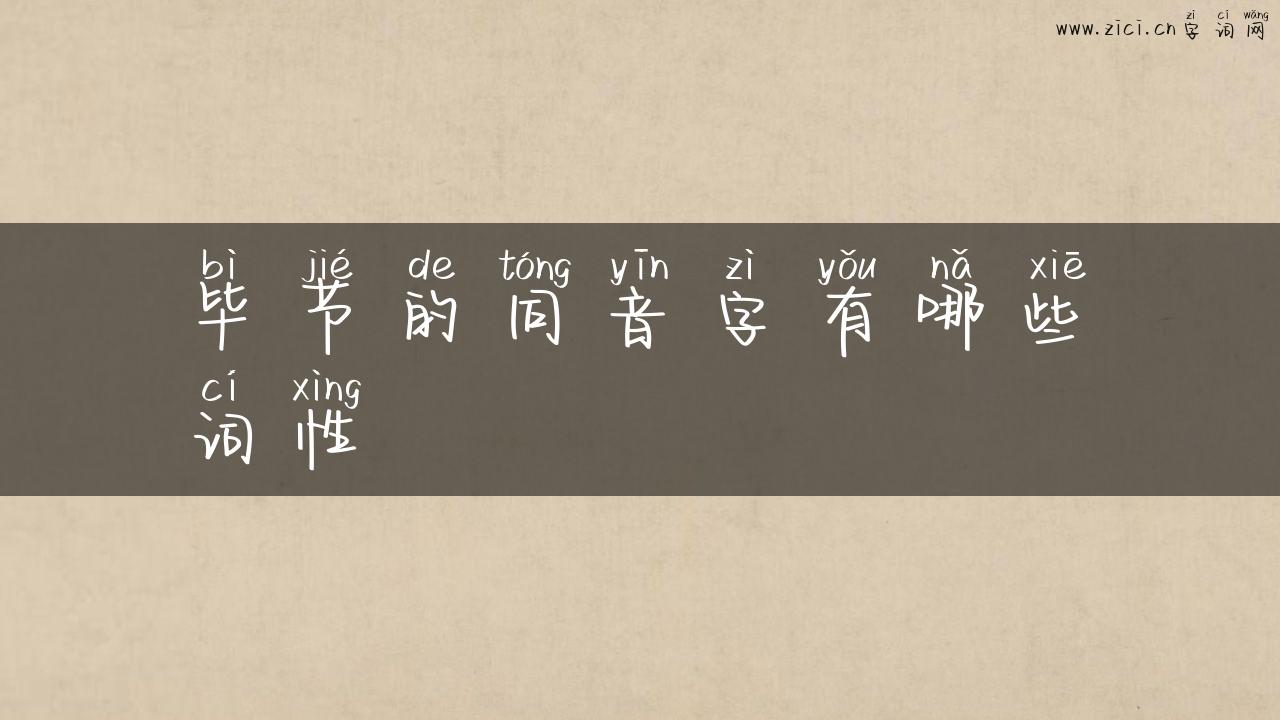 毕节的同音字有哪些词性