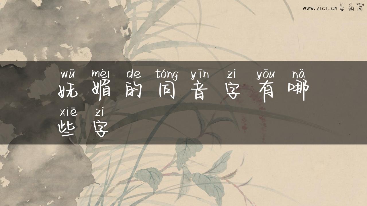妩媚的同音字有哪些字