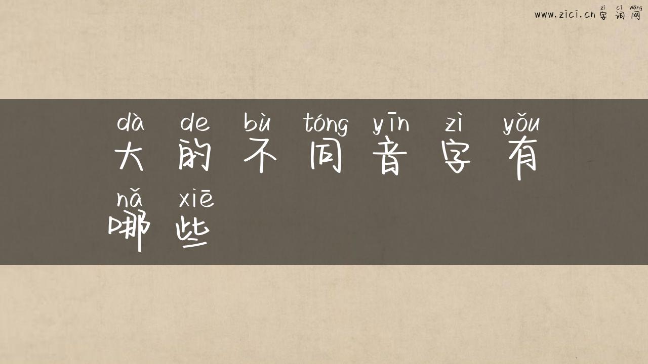 大的不同音字有哪些