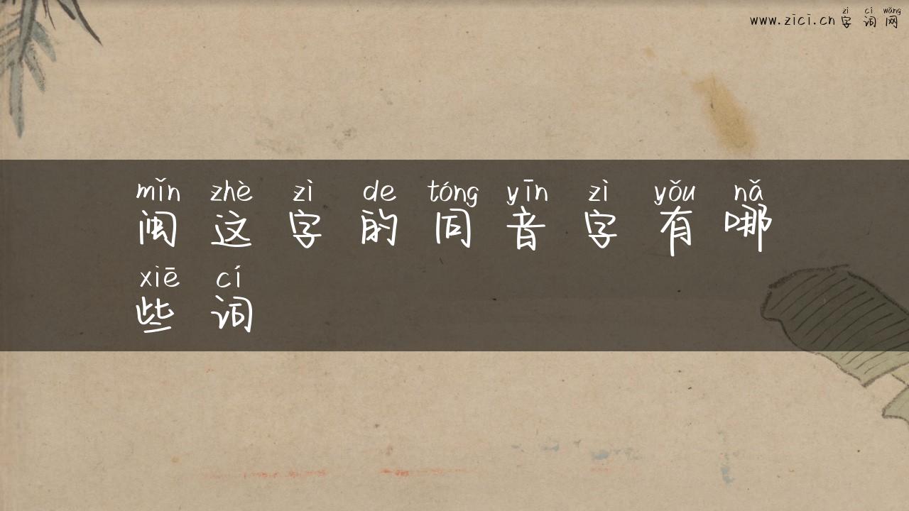 闽这字的同音字有哪些词