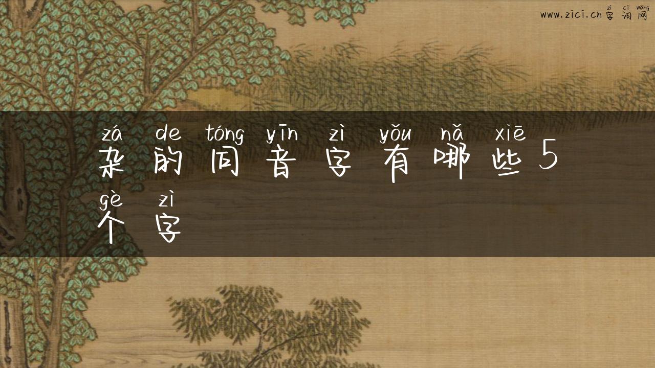 杂的同音字有哪些5个字