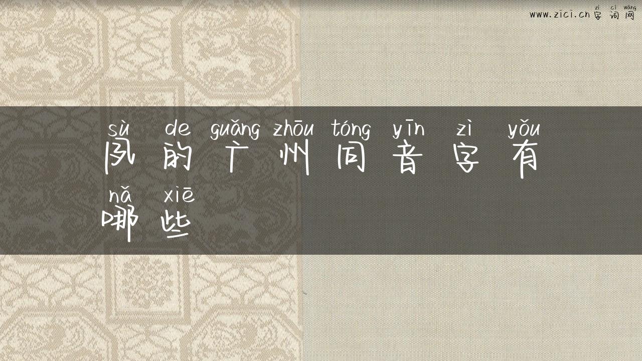 夙的广州同音字有哪些