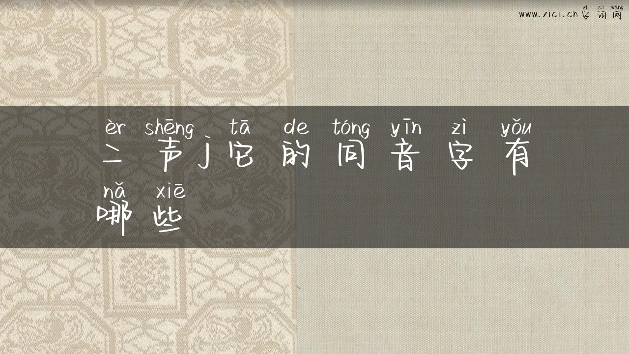 二声j它的同音字有哪些