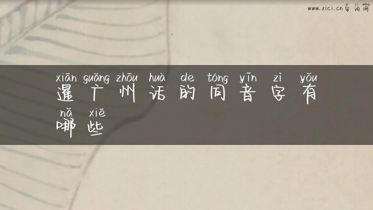 暹广州话的同音字有哪些