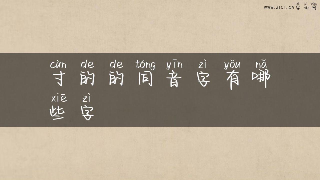 寸的的同音字有哪些字