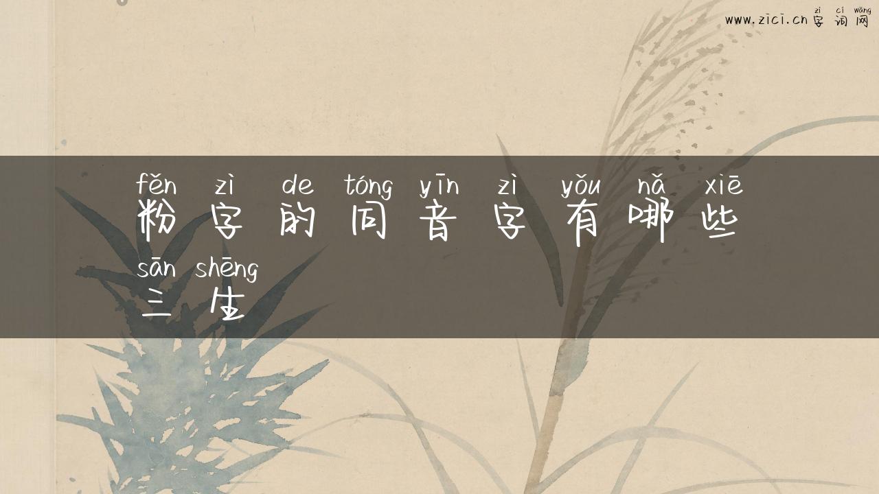 粉字的同音字有哪些三生