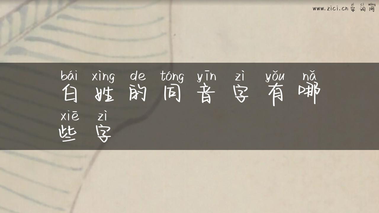 白姓的同音字有哪些字