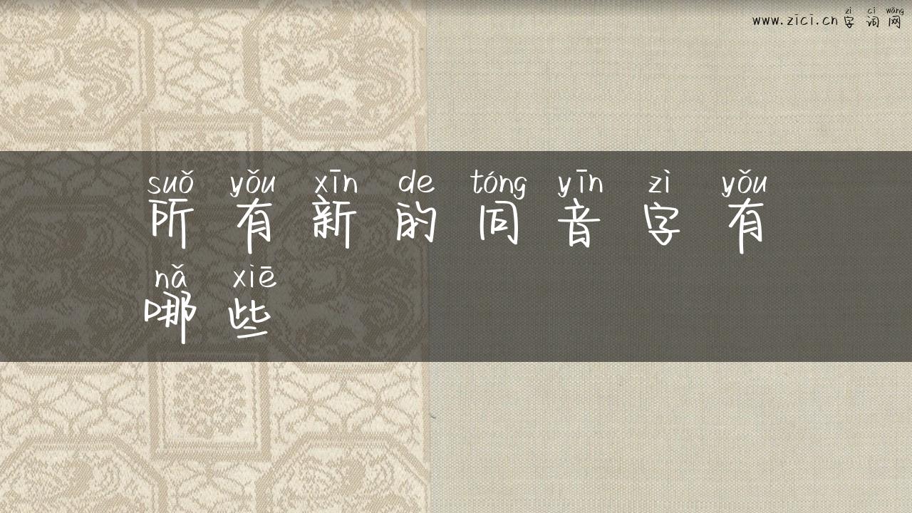 所有新的同音字有哪些