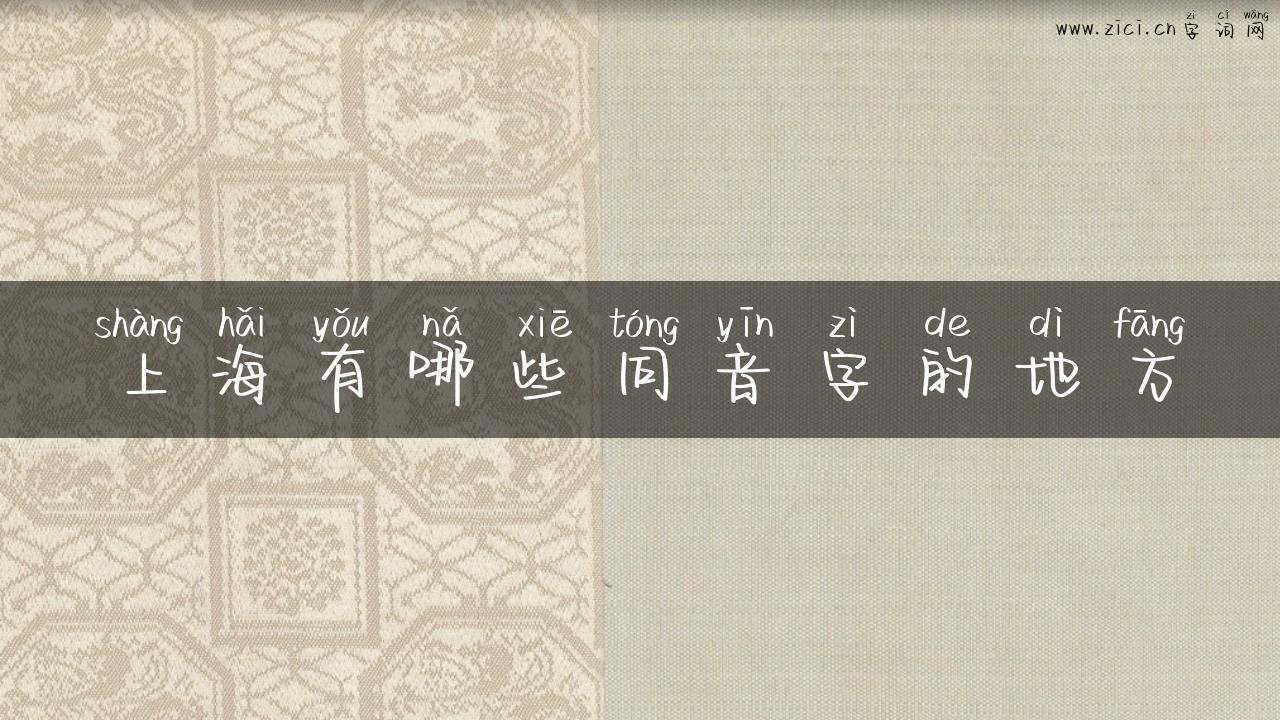 上海有哪些同音字的地方
