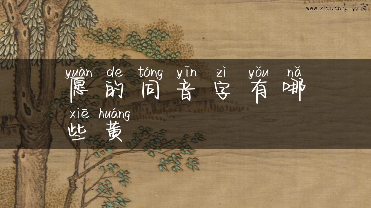 愿的同音字有哪些黄