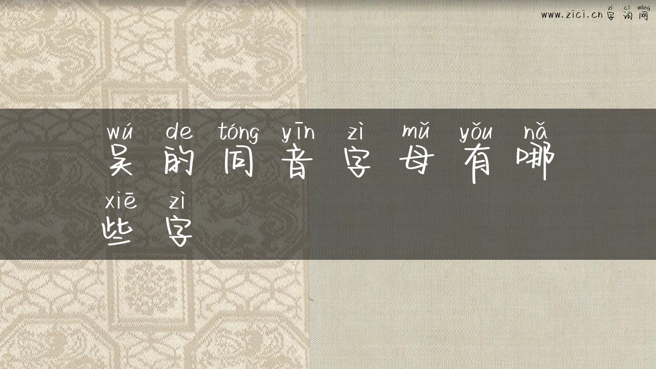 吴的同音字母有哪些字