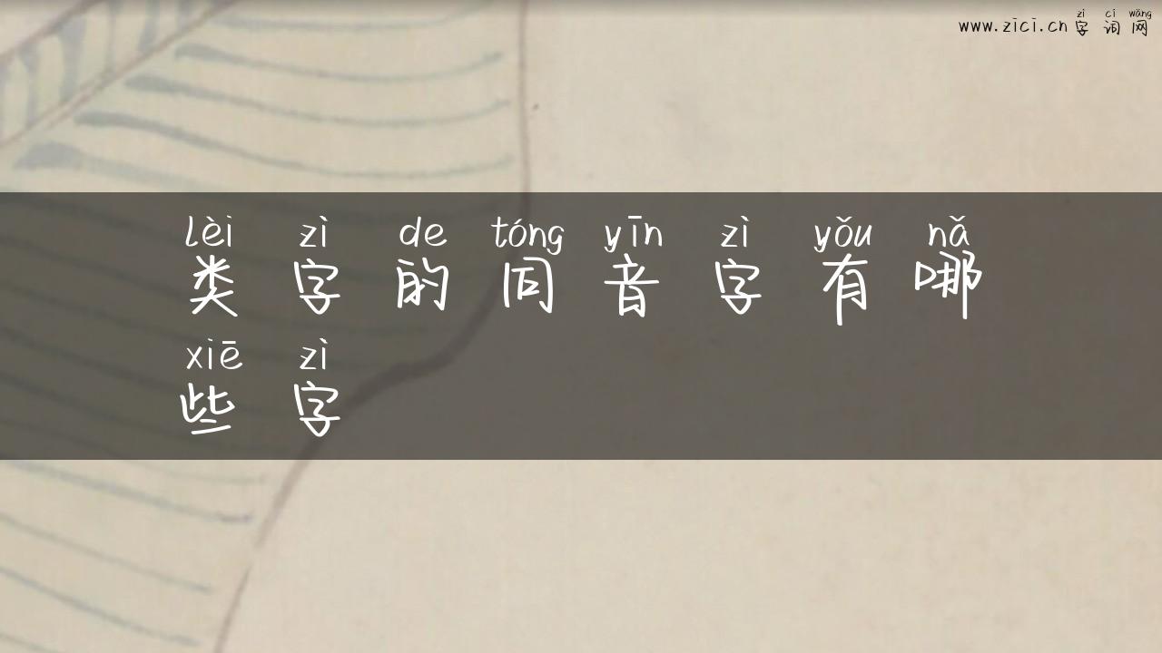 类字的同音字有哪些字