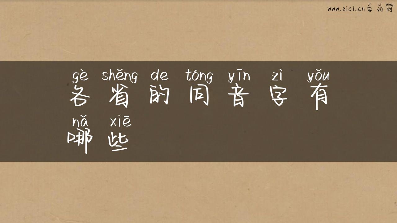 各省的同音字有哪些