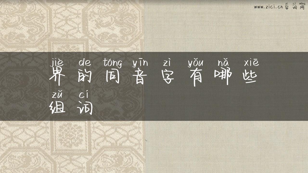 界的同音字有哪些组词